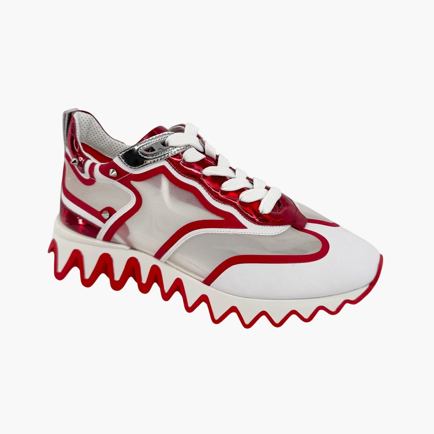 Christian Louboutin Sharkina Sneakers White Red Mesh – Size 39.5