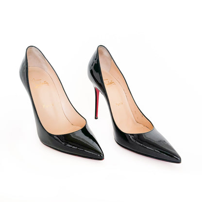 Christian Louboutin Kate 100 Pumps in Black Patent Leather Size 37