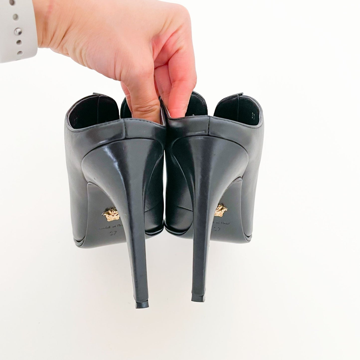 Versace Heeled Mules in Black Size 37