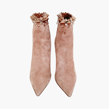 Christian Louboutin Firmamma 85 Booties in Courtisane (Rose Beige) Suede Size 38