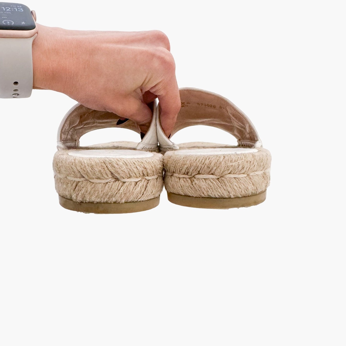 Gucci Pilar Marmont GG Espadrille Slide Sandals in White Matelassé Leather Size 37.5