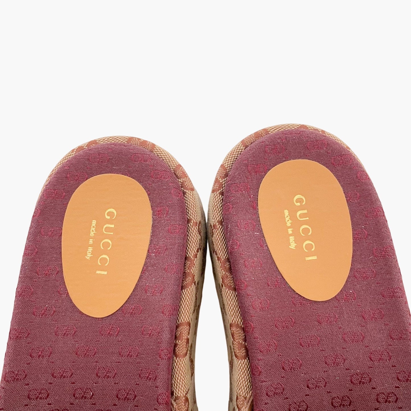 Gucci Angelina Platform Slide Sandals in Beige GG Canvas Size 38.5