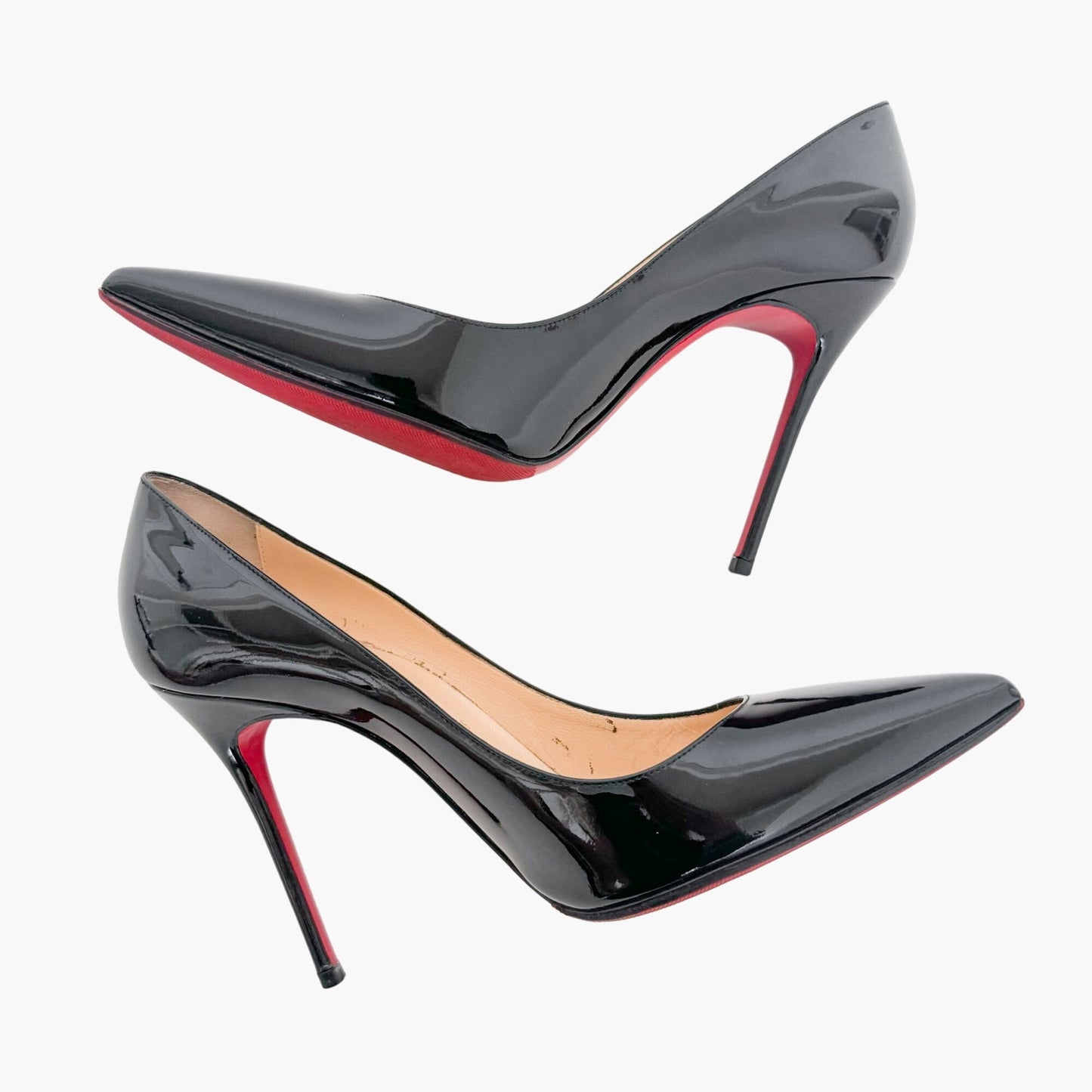 Christian Louboutin Kate 100 Pumps in Black Patent Leather Size 37