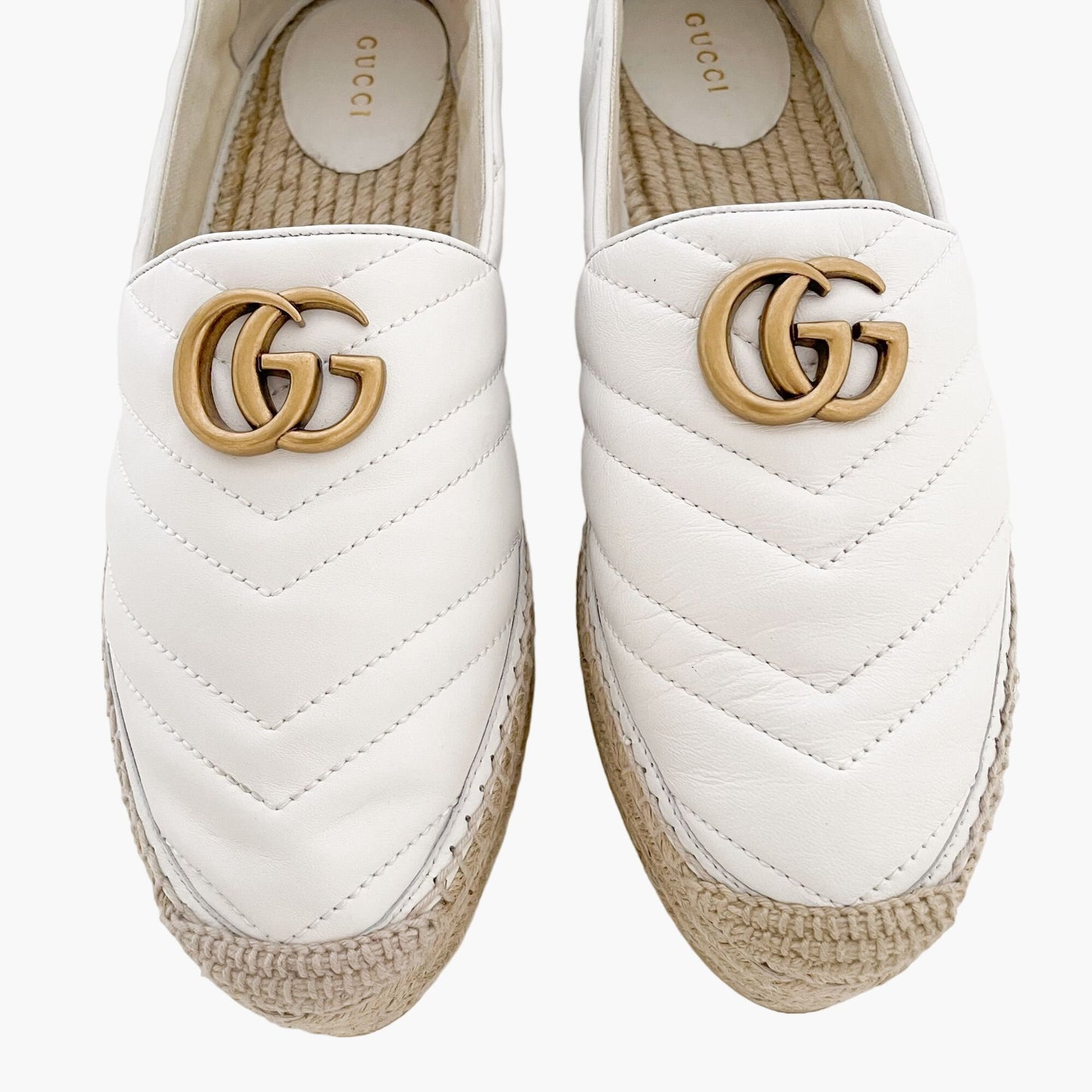 Gucci Charlotte Platform Espadrille in Great White Nappa Leather Size 41