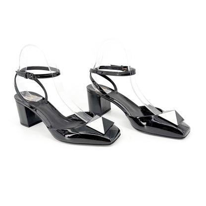 Valentino Garavani One Stud Pumps in Black Patent Leather Size 38