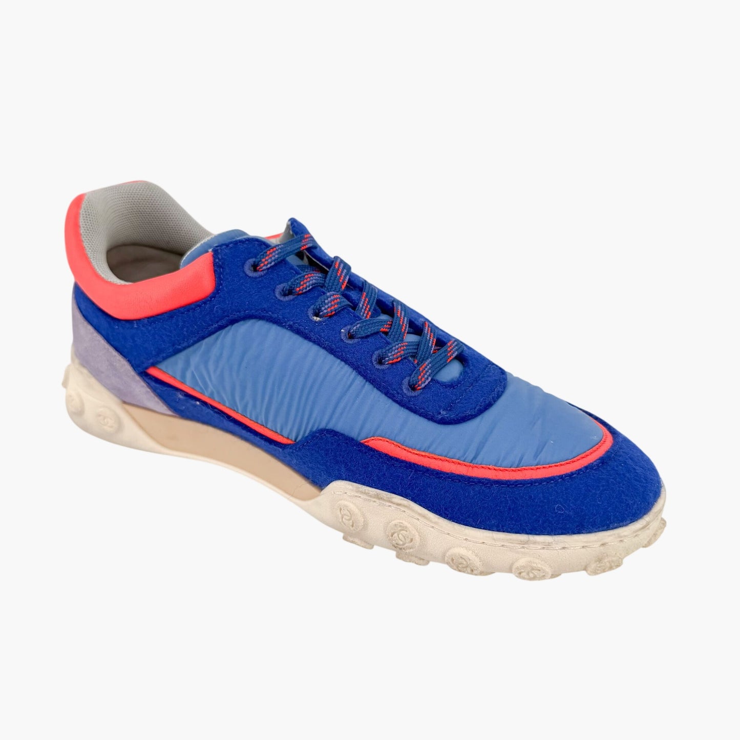 Chanel CC Logo Sneakers Blue Pink Size 38.5
