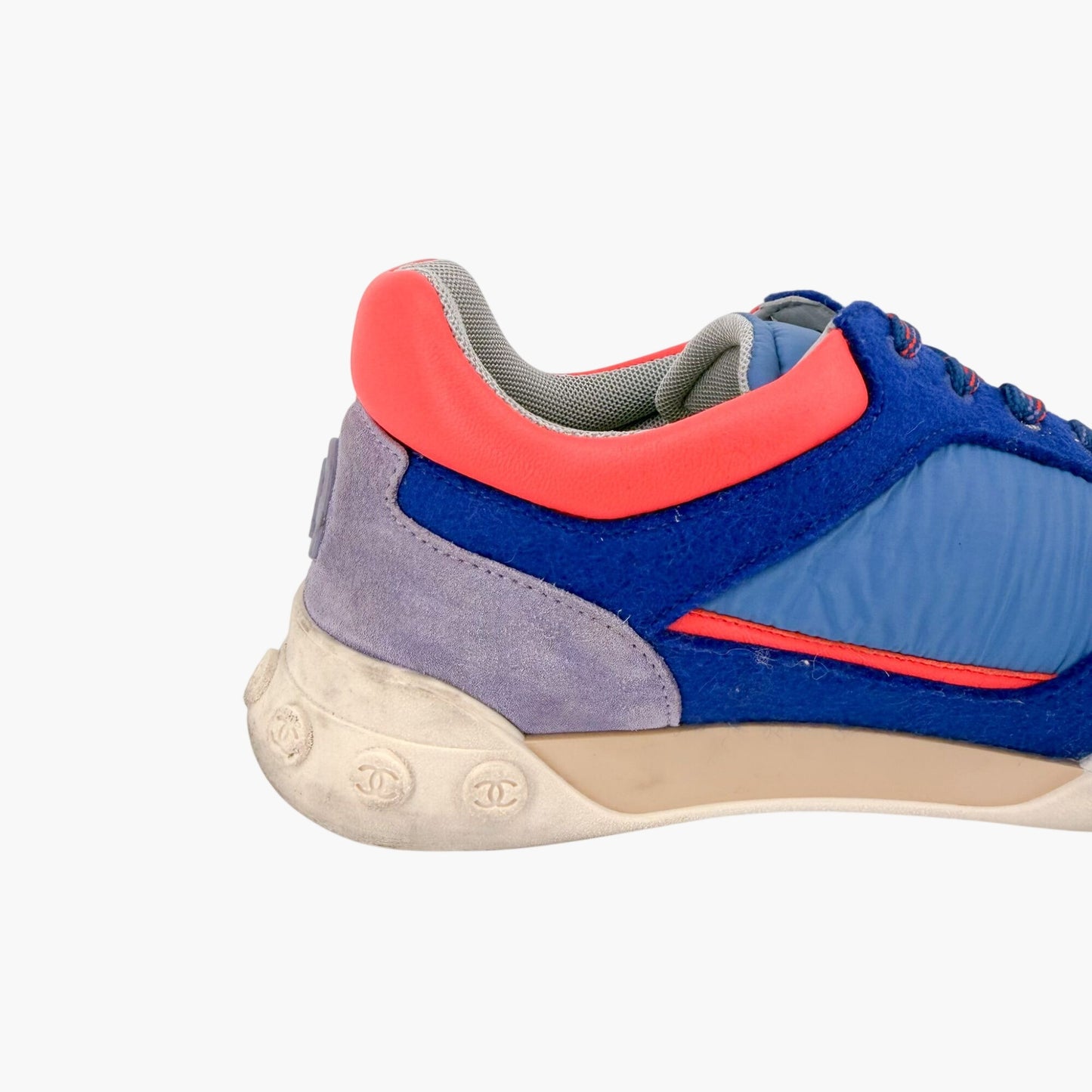 Chanel CC Logo Sneakers Blue Pink Size 38.5