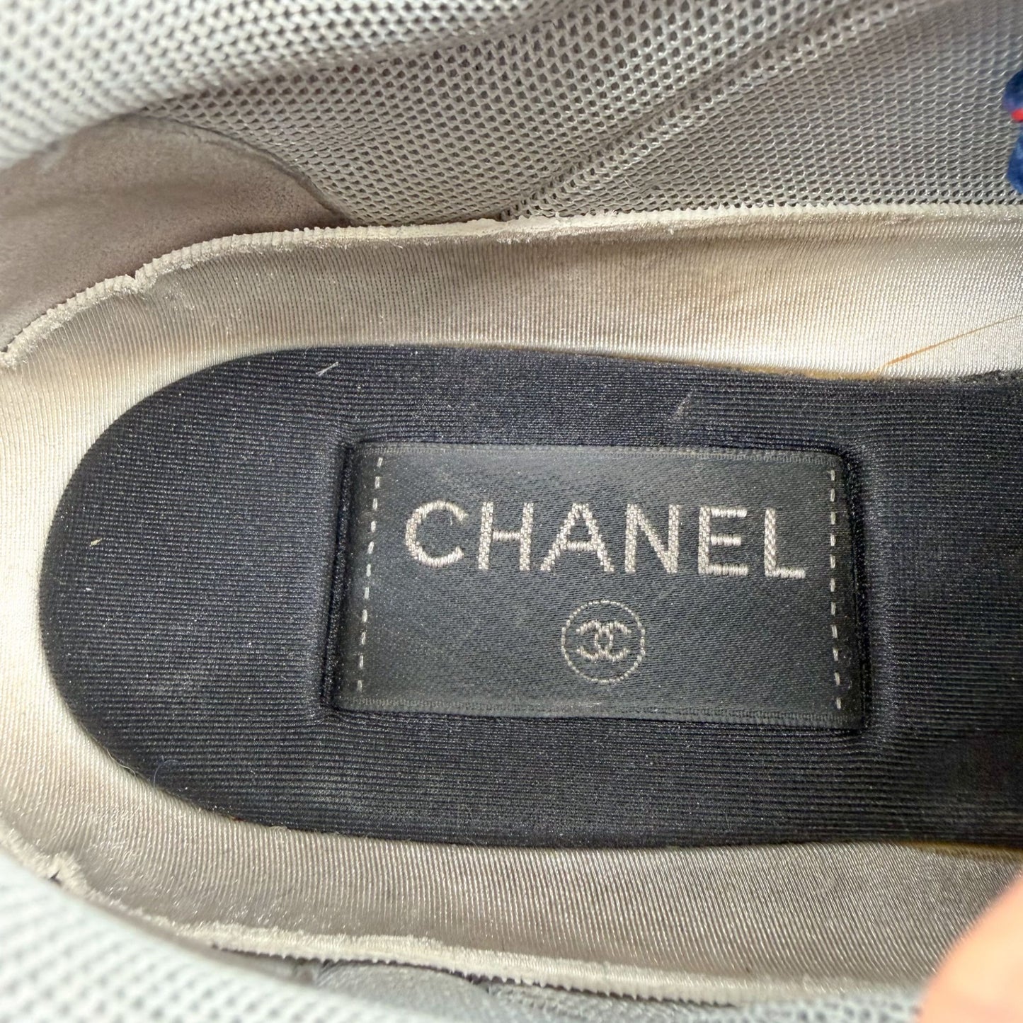 Chanel CC Logo Sneakers Blue Pink Size 38.5