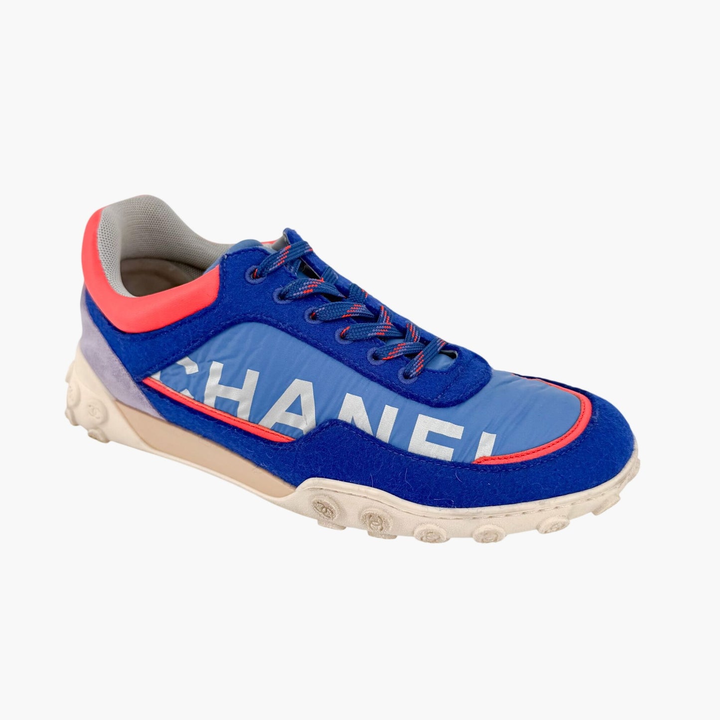 Chanel CC Logo Sneakers Blue Pink Size 38.5