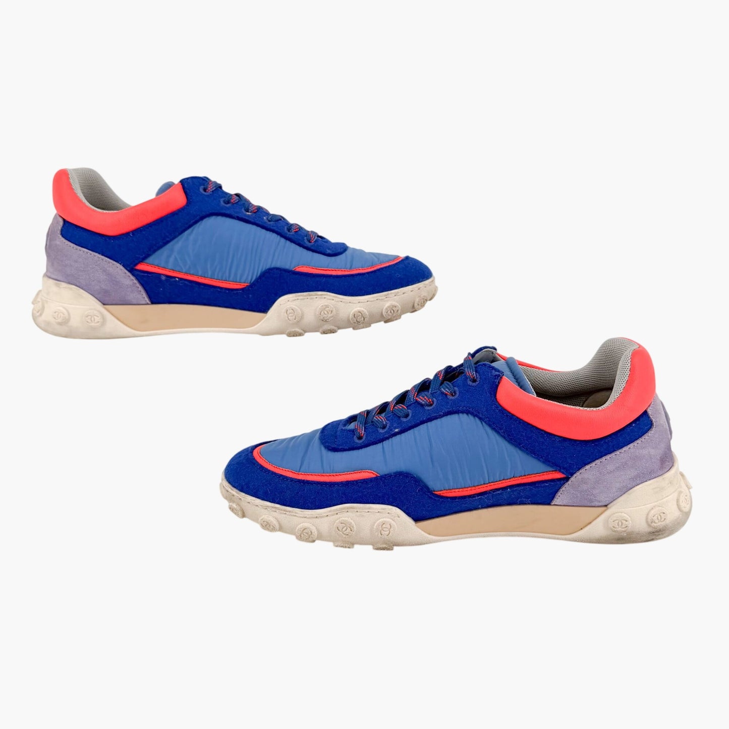 Chanel CC Logo Sneakers Blue Pink Size 38.5