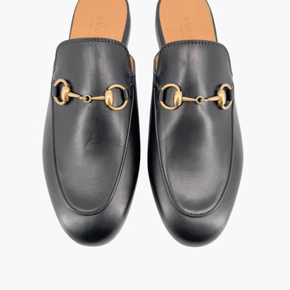 Gucci Princetown Horsebit Loafer Mule in Black Leather Size 36.5