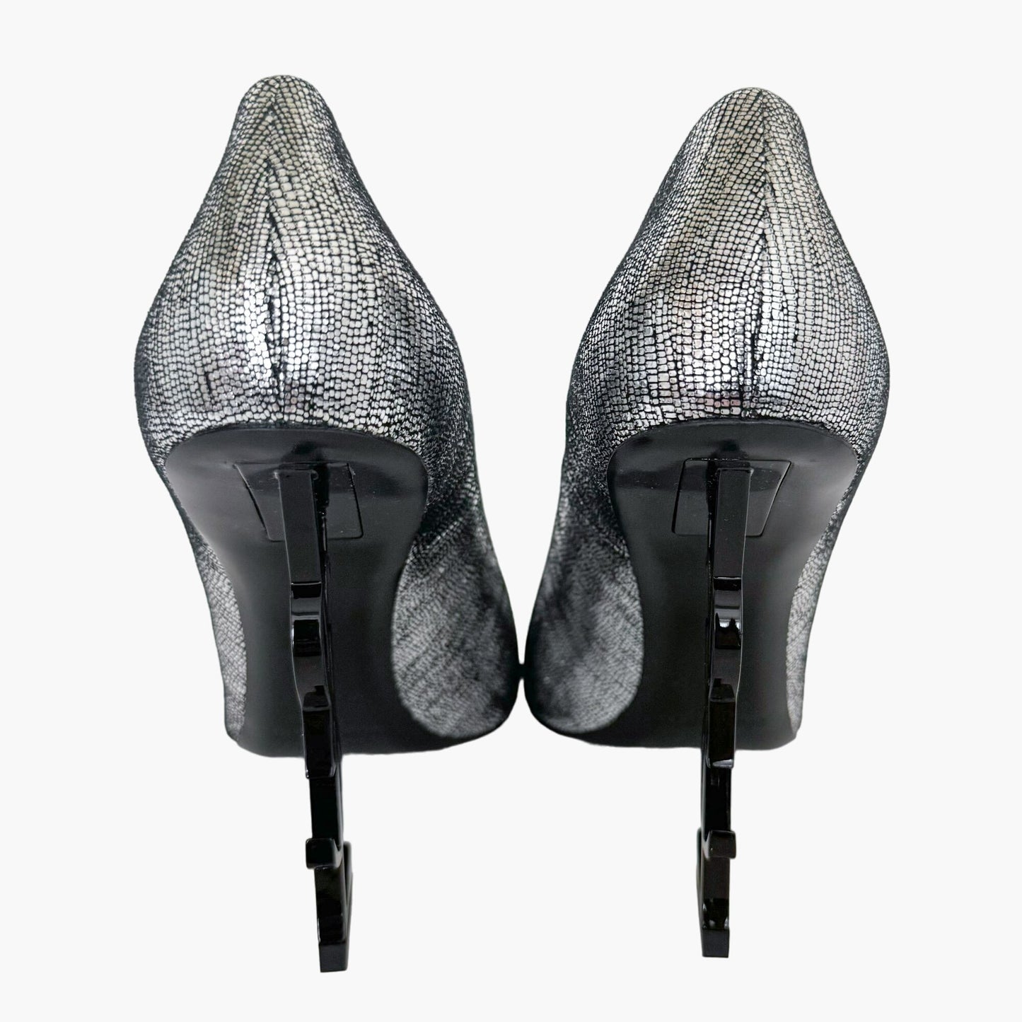 Saint Larent Opyum 110 YSL Heel Pumps in Metallic Silver Size 41