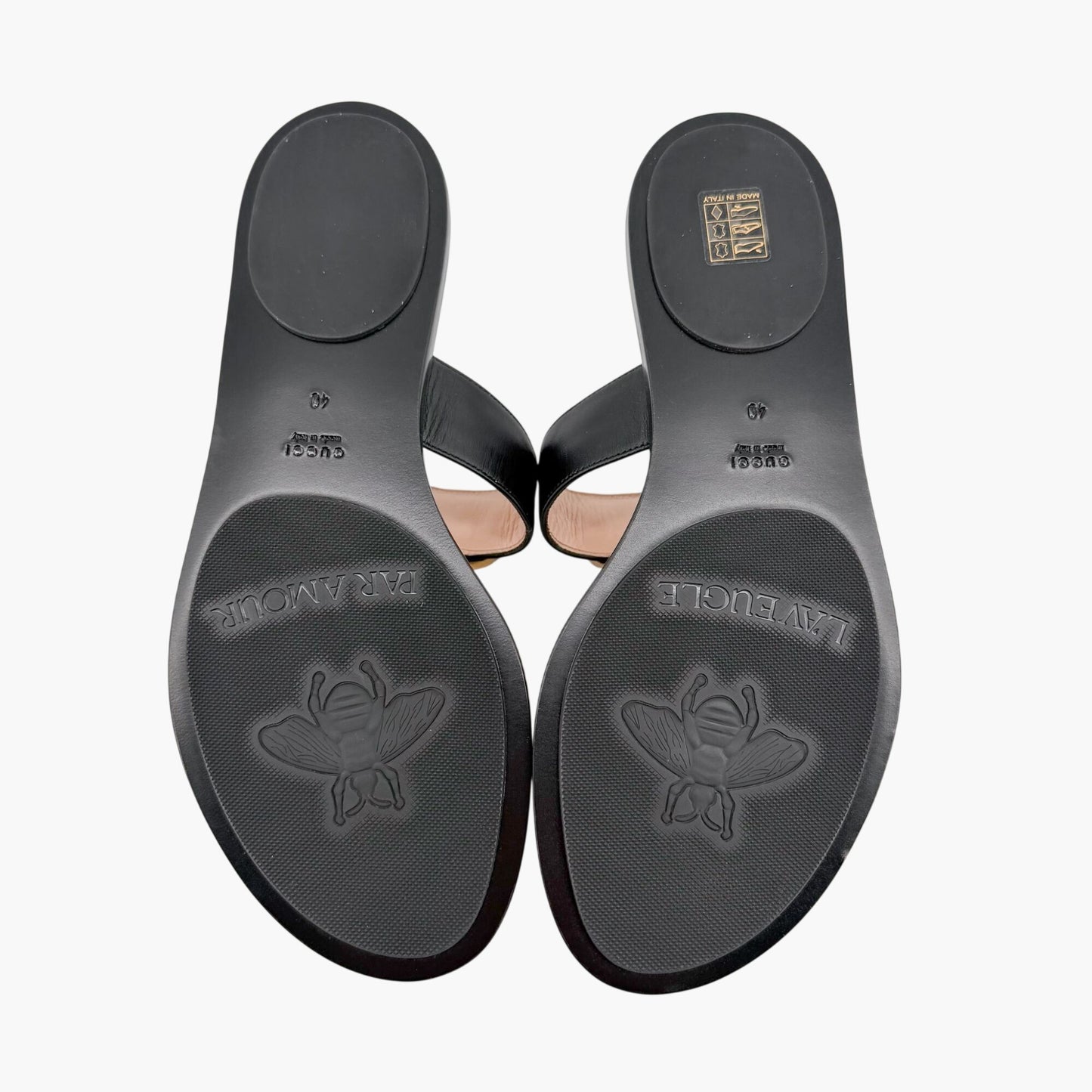 Gucci Marmont GG Thong Sandals in Black Leather Size 40
