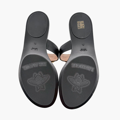 Gucci Marmont GG Thong Sandals in Black Leather Size 40