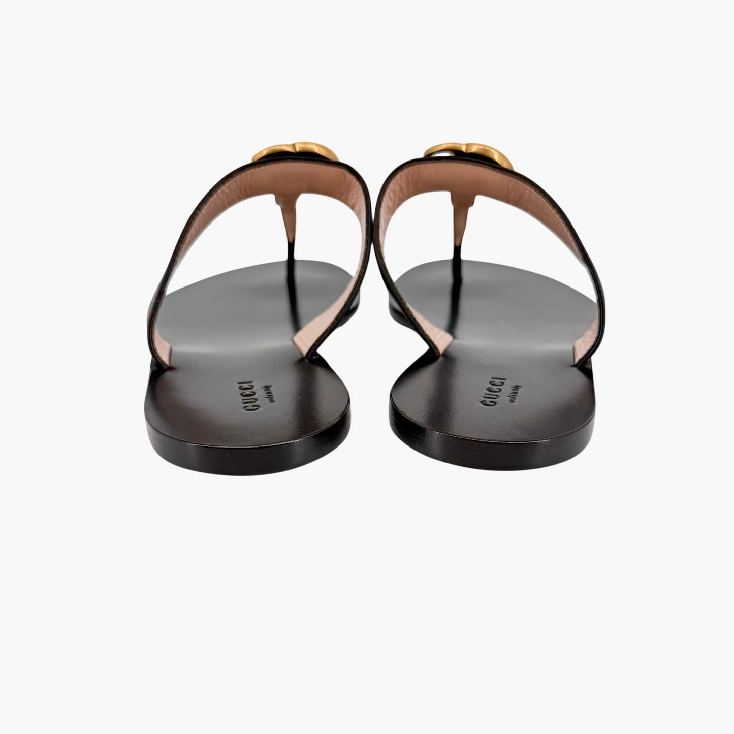 Gucci Marmont GG Thong Sandals in Black Leather Size 40