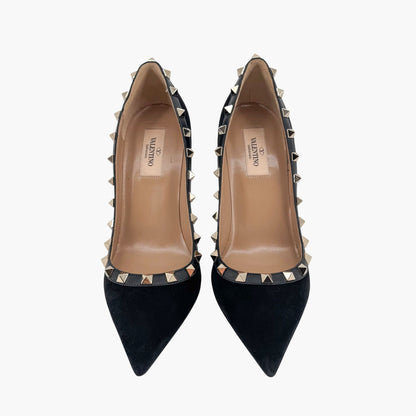 Valentino Garavani Rockstud Black Suede Pumps – Size 37.5