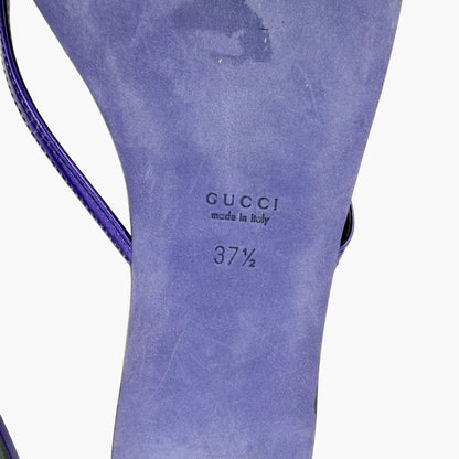 Gucci Interlocking GG Thong Sandals in Metallic Purple Leather Size 37.5