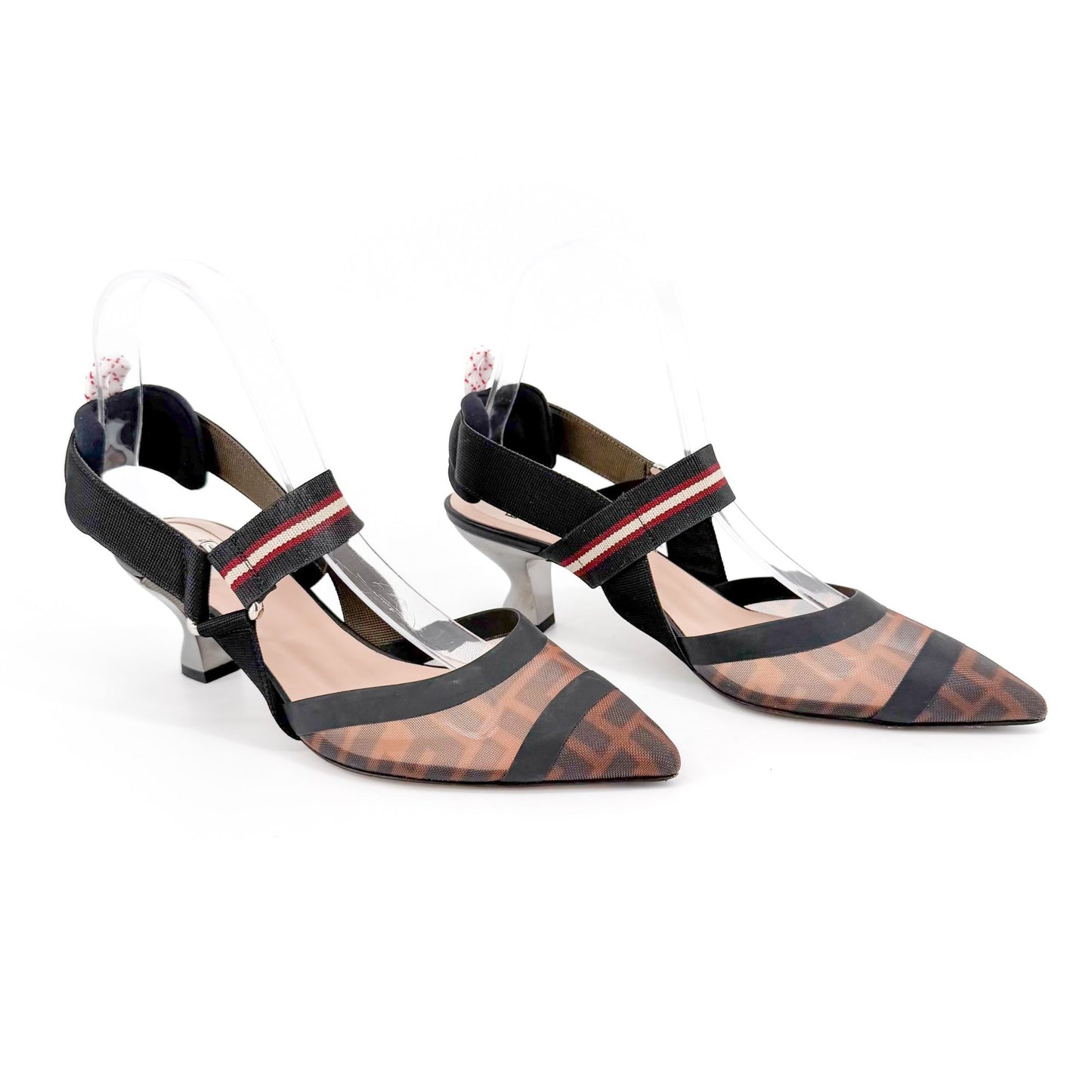 Fendi Colibri FF Mesh Slingback Pumps Size 37.5