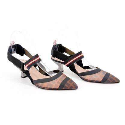 Fendi Colibri FF Mesh Slingback Pumps Size 37.5