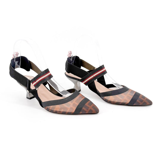 Fendi Colibri FF Mesh Slingback Pumps Size 37.5