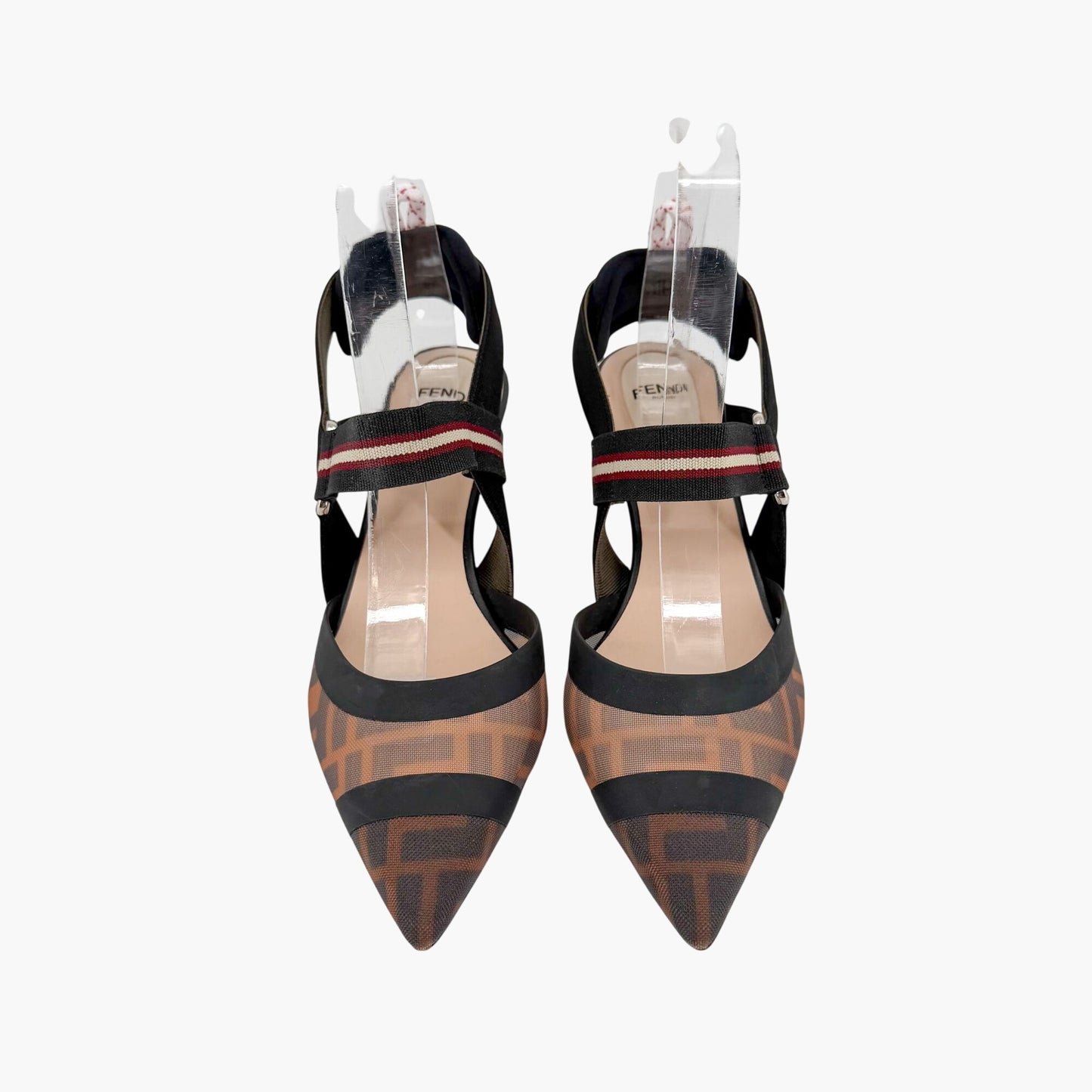 Fendi Colibri FF Mesh Slingback Pumps Size 37.5