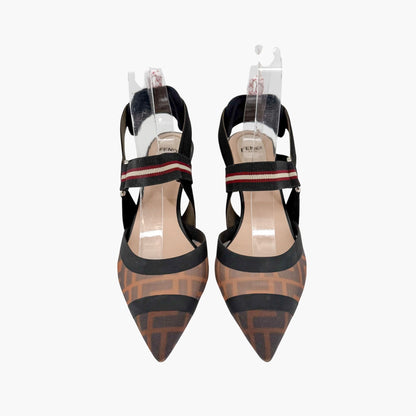 Fendi Colibri FF Mesh Slingback Pumps Size 37.5
