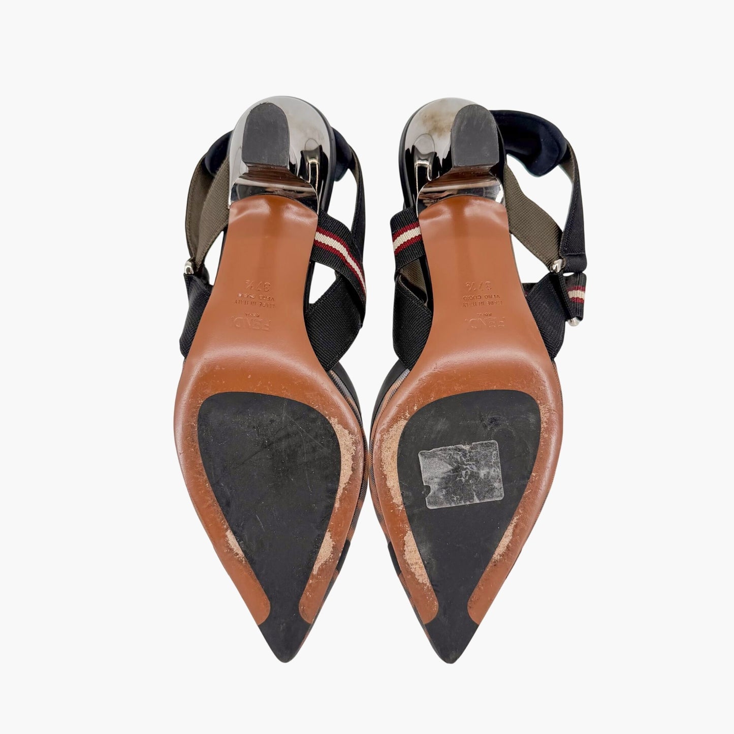 Fendi Colibri FF Mesh Slingback Pumps Size 37.5
