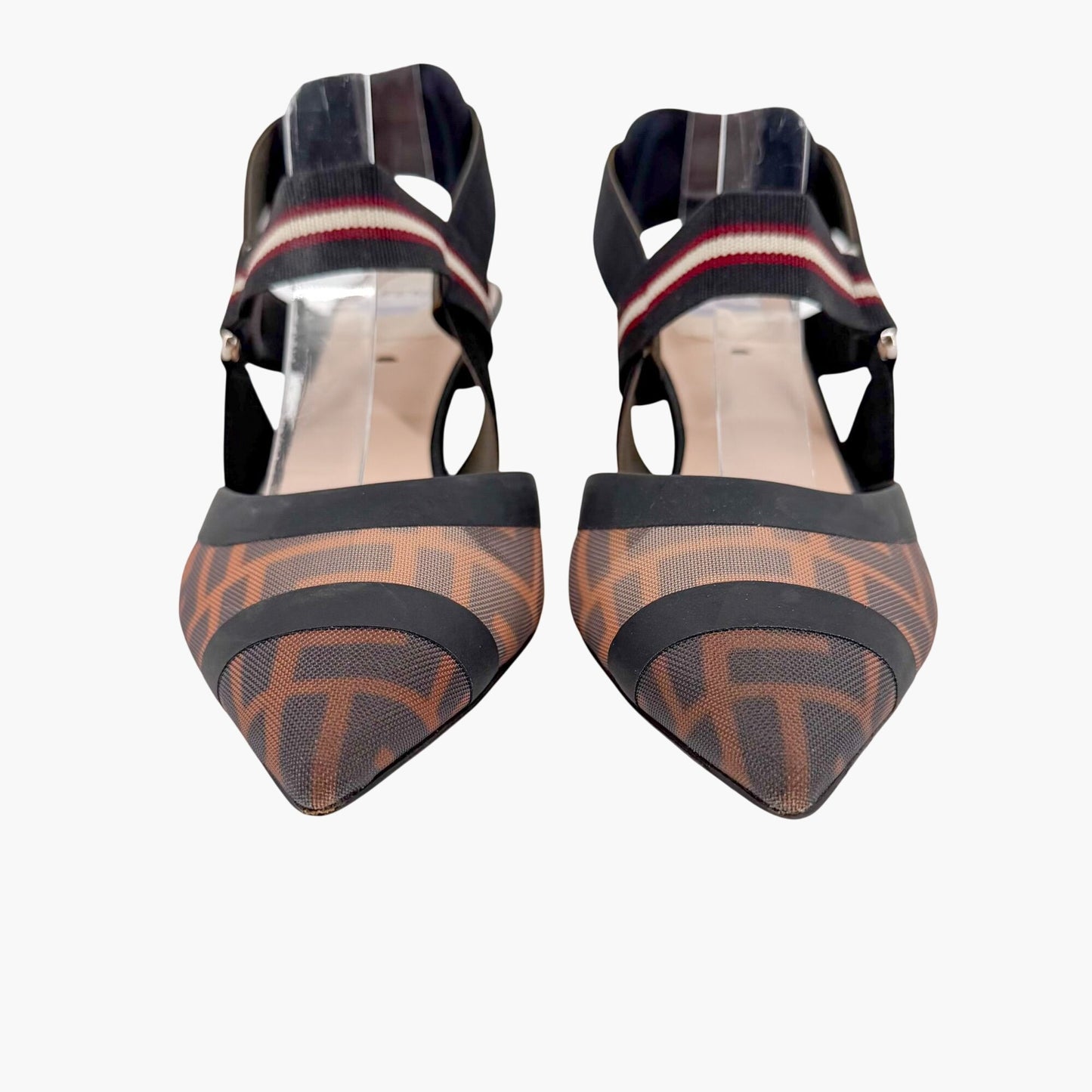 Fendi Colibri FF Mesh Slingback Pumps Size 37.5