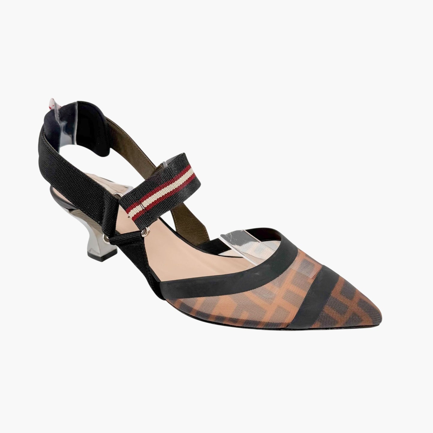 Fendi Colibri FF Mesh Slingback Pumps Size 37.5