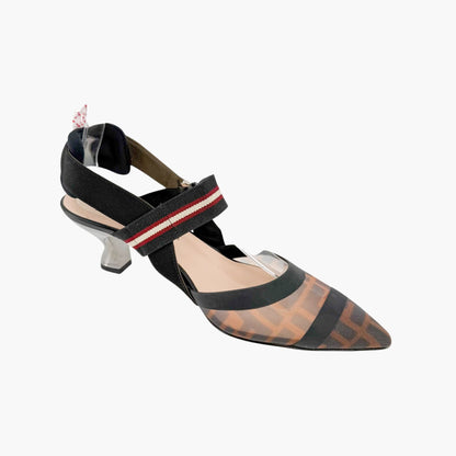 Fendi Colibri FF Mesh Slingback Pumps Size 37.5