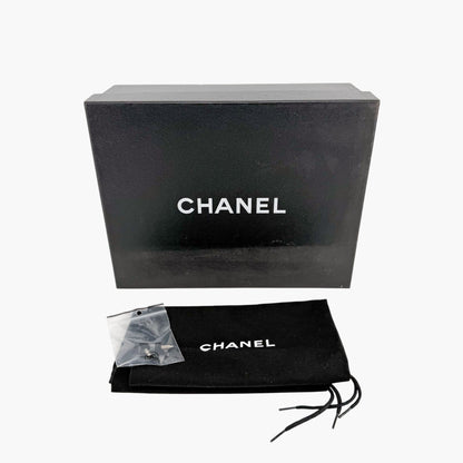 Chanel Crystal Star Bow Sandals Black Cream Size 37.5