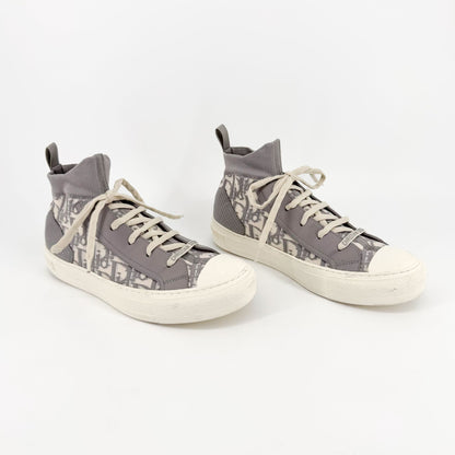 Christian Dior Walk'n'Dior High Top Sneakers in Gray Oblique Technical Mesh & Leather Size 39