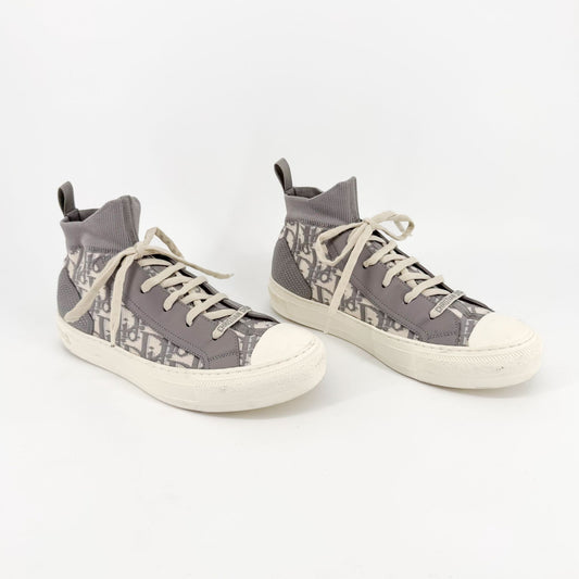 Christian Dior Walk'n'Dior High Top Sneakers in Gray Oblique Technical Mesh & Leather Size 39
