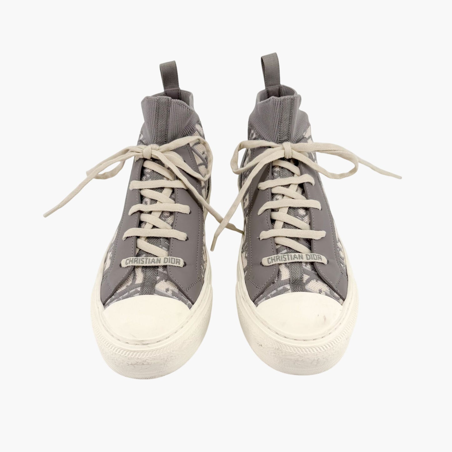 Christian Dior Walk'n'Dior High Top Sneakers in Gray Oblique Technical Mesh & Leather Size 39