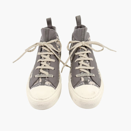 Christian Dior Walk'n'Dior High Top Sneakers in Gray Oblique Technical Mesh & Leather Size 39