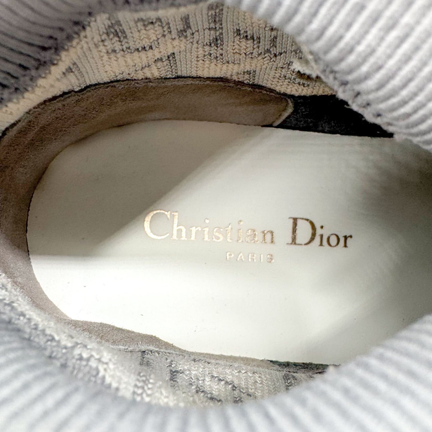 Christian Dior Walk'n'Dior High Top Sneakers in Gray Oblique Technical Mesh & Leather Size 39