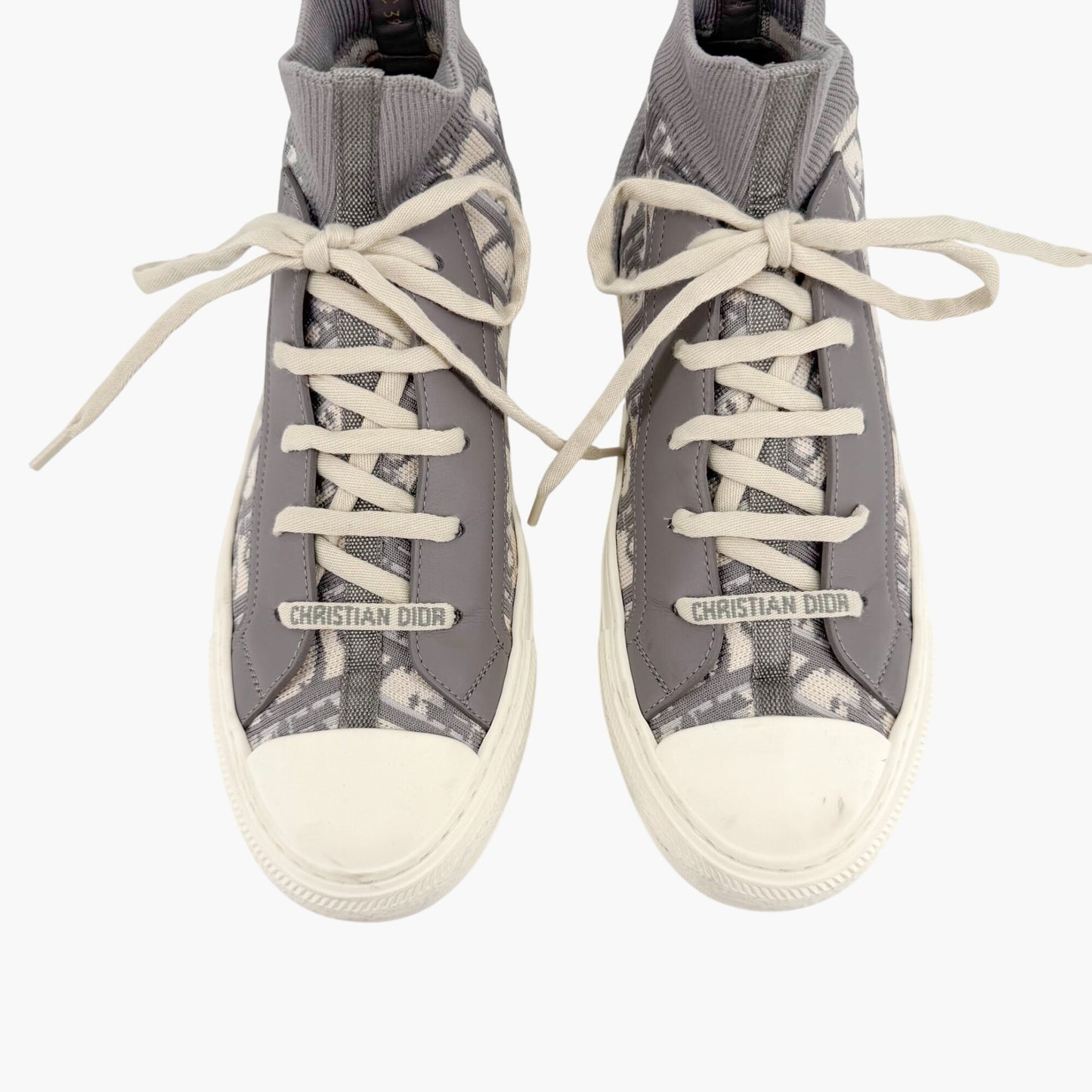 Christian Dior Walk'n'Dior High Top Sneakers in Gray Oblique Technical Mesh & Leather Size 39