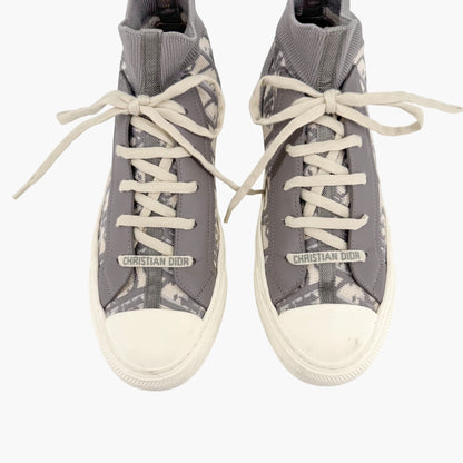 Christian Dior Walk'n'Dior High Top Sneakers in Gray Oblique Technical Mesh & Leather Size 39