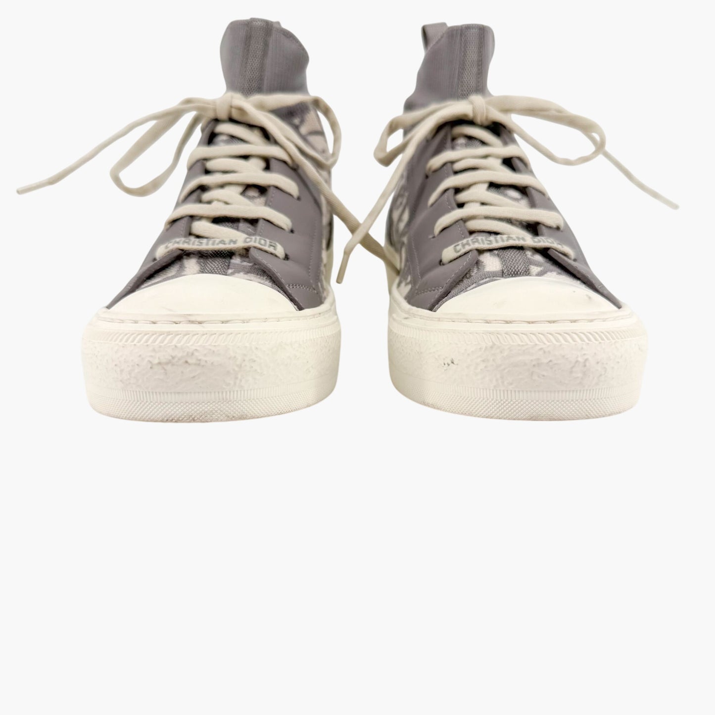 Christian Dior Walk'n'Dior High Top Sneakers in Gray Oblique Technical Mesh & Leather Size 39