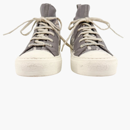 Christian Dior Walk'n'Dior High Top Sneakers in Gray Oblique Technical Mesh & Leather Size 39