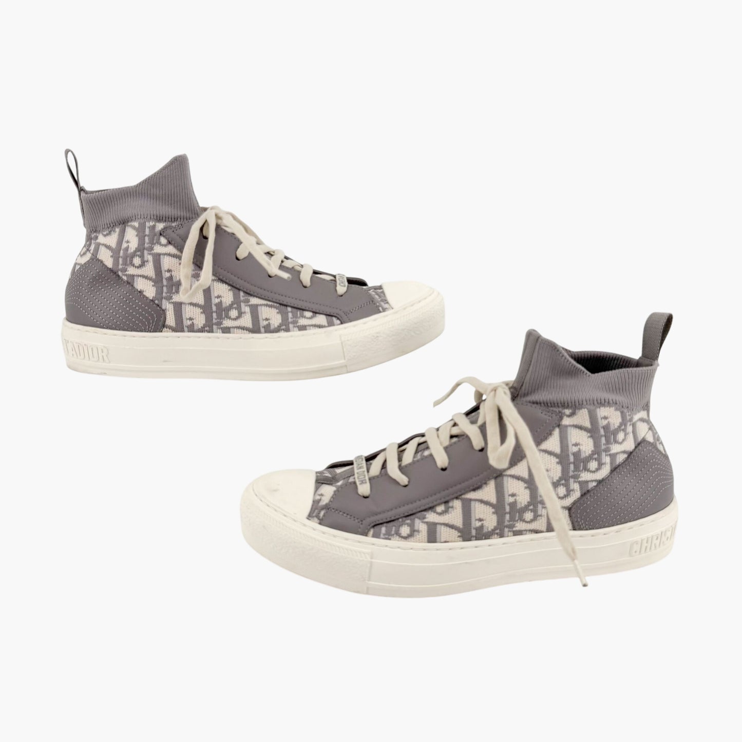 Christian Dior Walk'n'Dior High Top Sneakers in Gray Oblique Technical Mesh & Leather Size 39