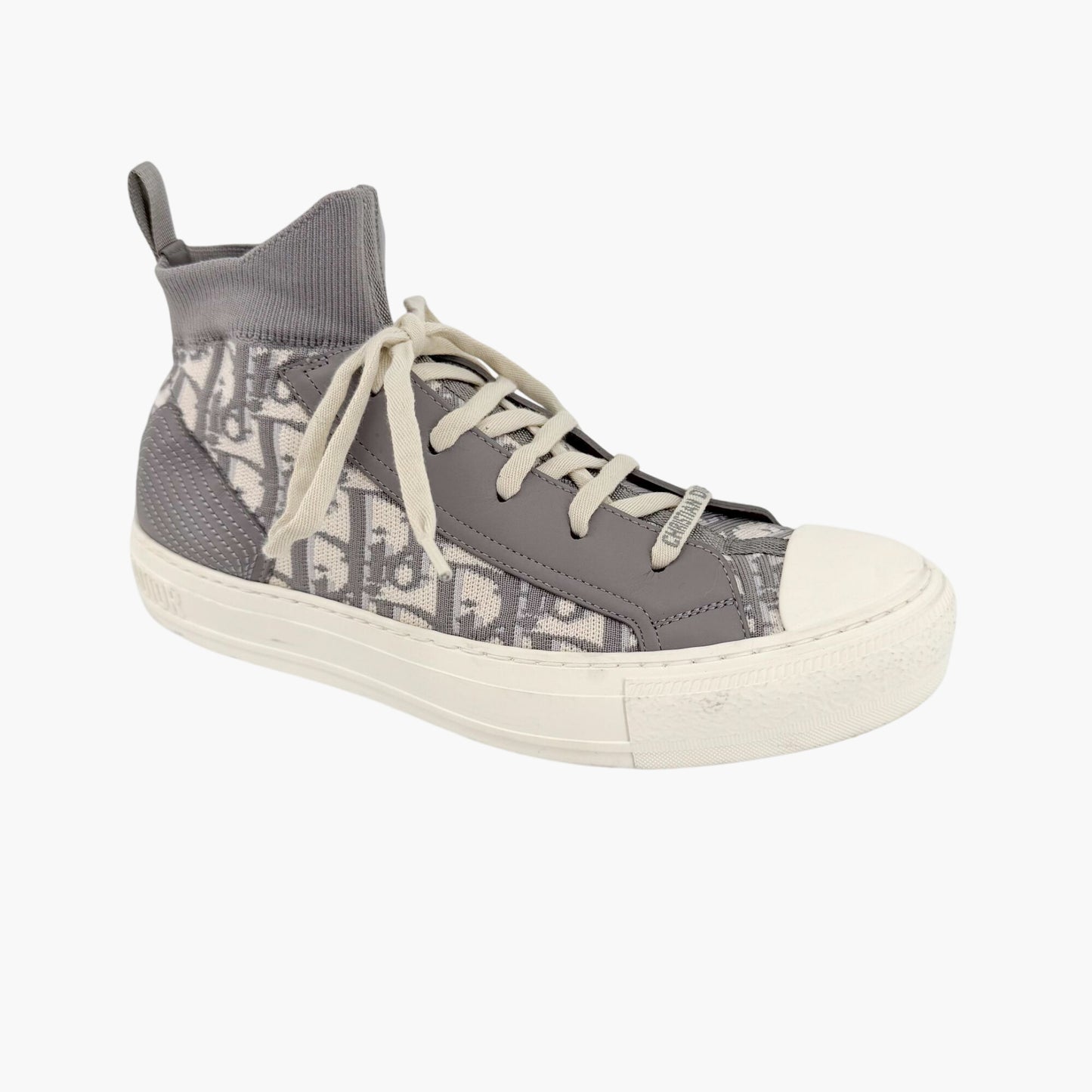 Christian Dior Walk'n'Dior High Top Sneakers in Gray Oblique Technical Mesh & Leather Size 39