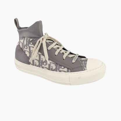 Christian Dior Walk'n'Dior High Top Sneakers in Gray Oblique Technical Mesh & Leather Size 39