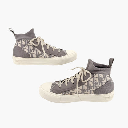 Christian Dior Walk'n'Dior High Top Sneakers in Gray Oblique Technical Mesh & Leather Size 39