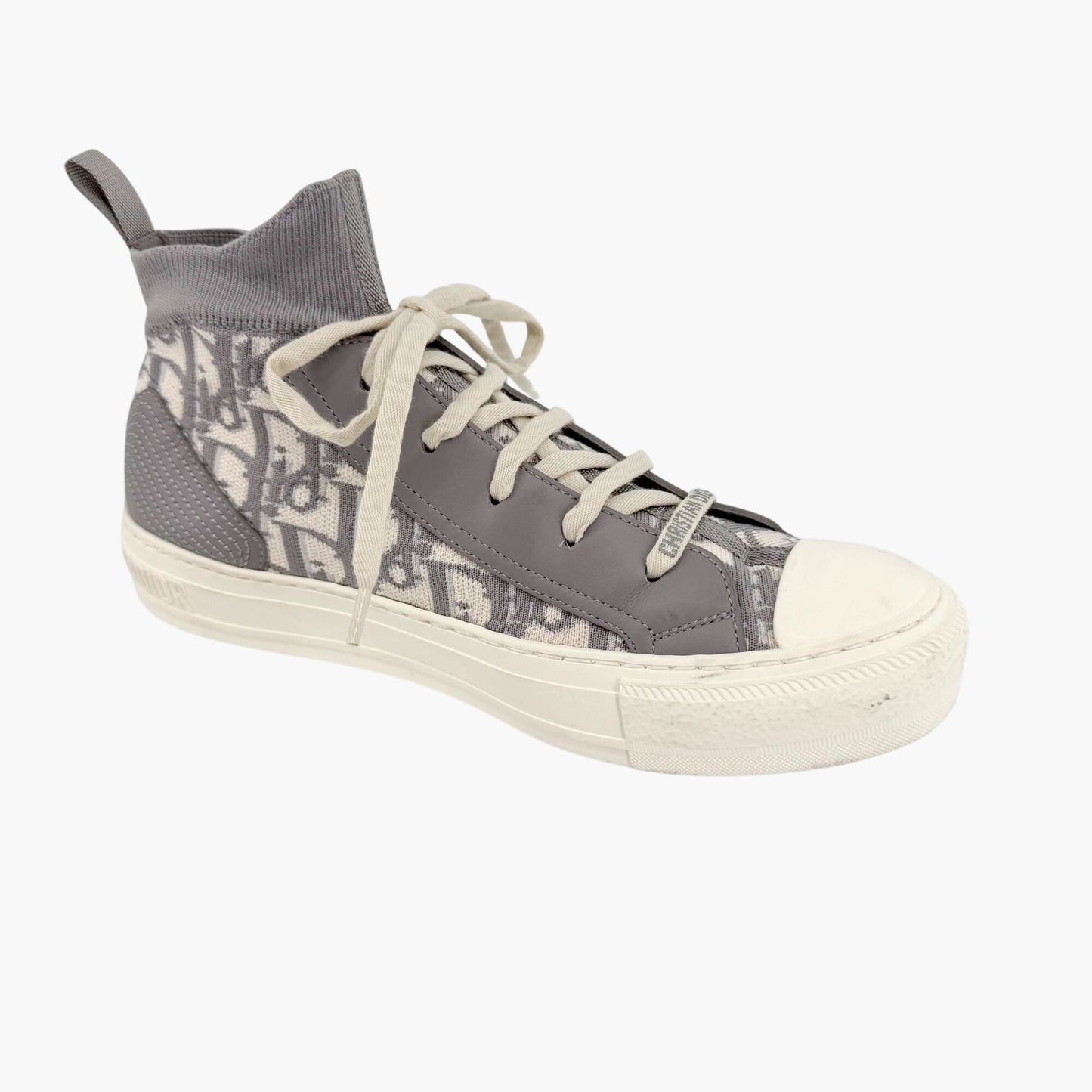 Christian Dior Walk'n'Dior High Top Sneakers in Gray Oblique Technical Mesh & Leather Size 39