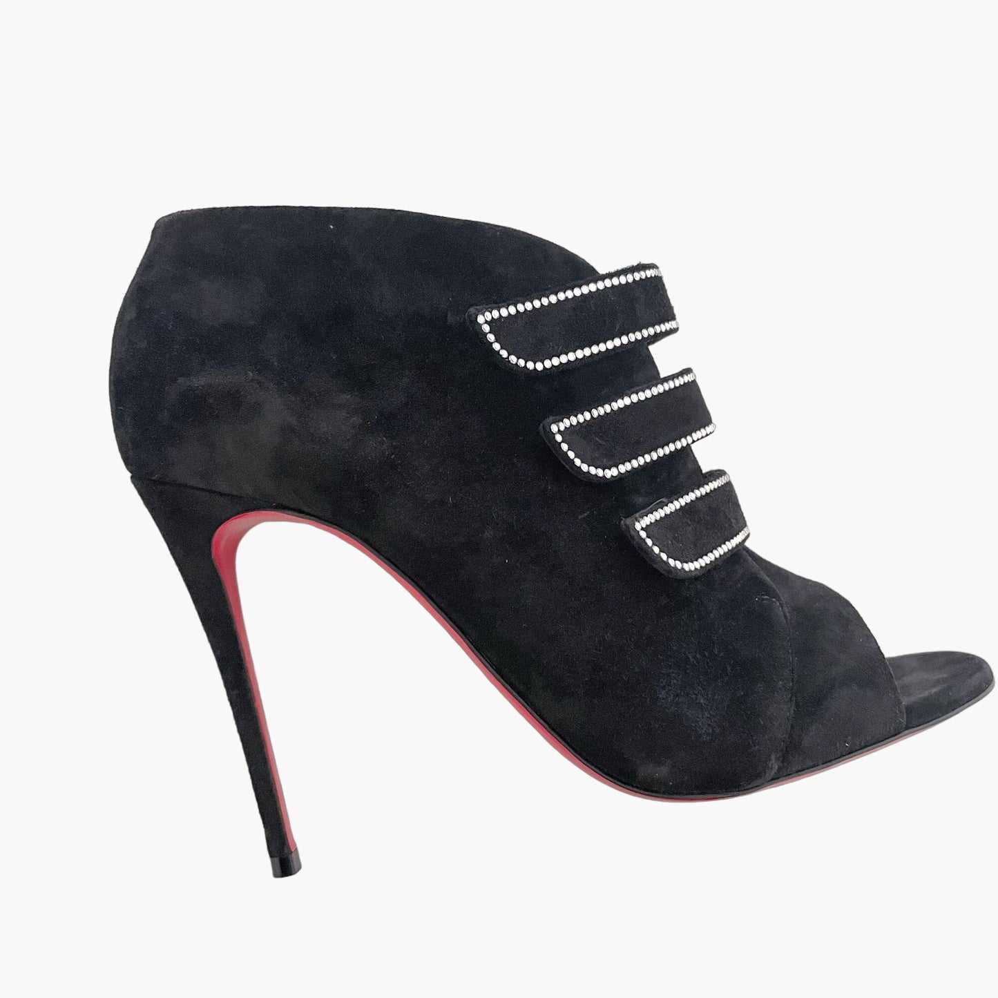 Christian Louboutin Triplica Strass 100 Booties in Black Suede Size 37