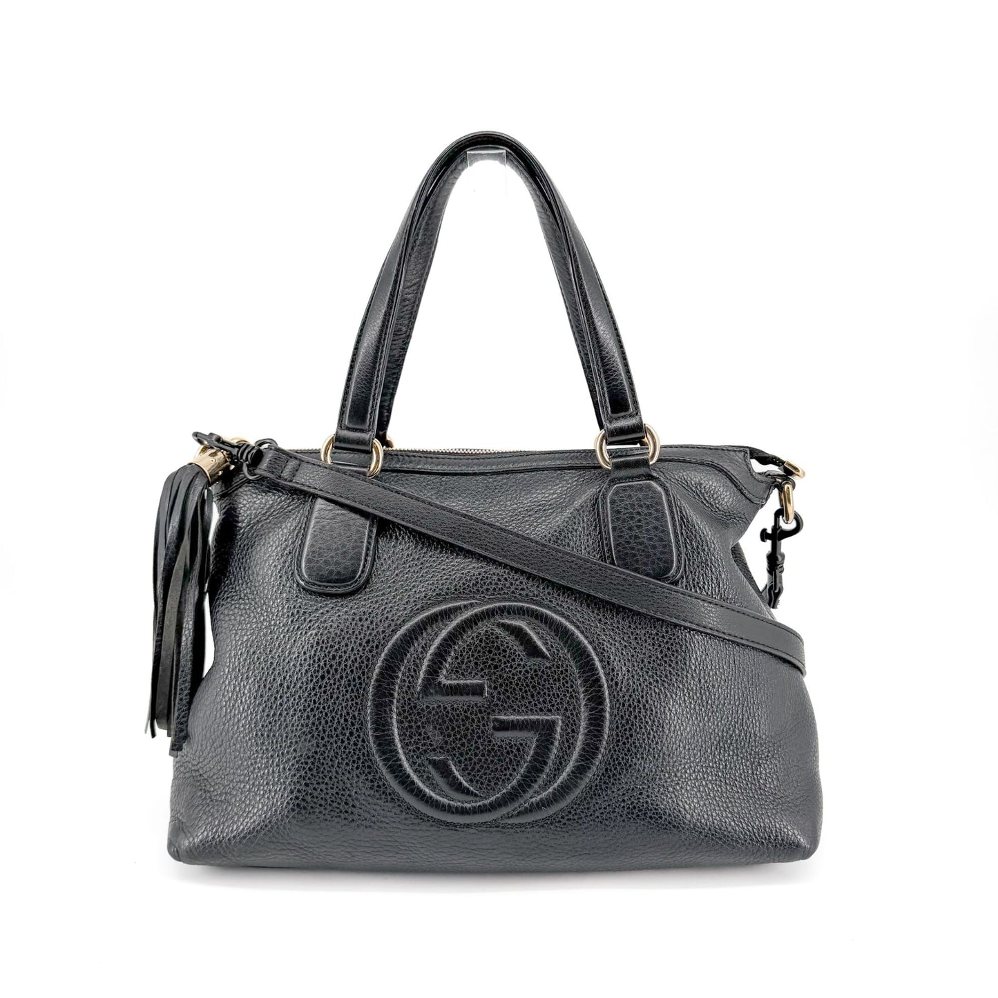 Gucci Soho GG Tassel Bag Black Pebbled Leather