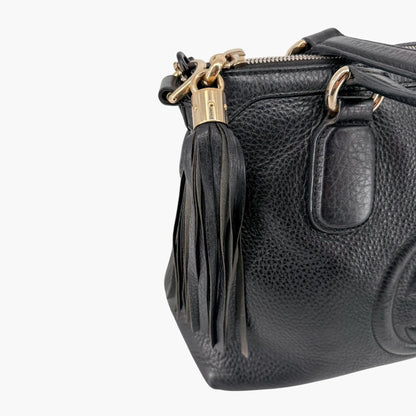 Gucci Soho GG Tassel Bag Black Pebbled Leather