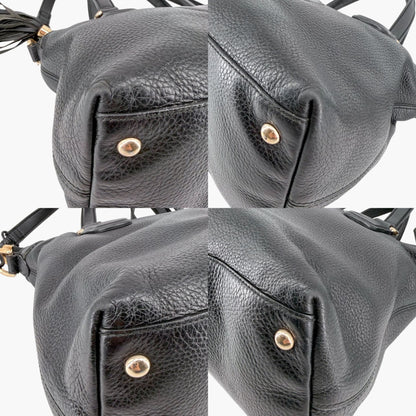Gucci Soho GG Tassel Bag Black Pebbled Leather