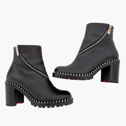Christian Birgitta Lug 70 Boots in Black Leather Size 39.5